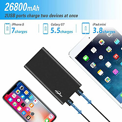 Acheter YOBON Noir Chargeur Rapide, 26800mAh Batterie Externe, Chargeur portable avec 2 Ports Sorties, Grand Capacité Batterie pour Les Smartphone