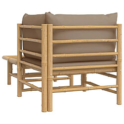 Acheter vidaXL Salon de jardin 2 pcs avec coussins taupe bambou