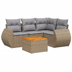 vidaXL Salon de jardin avec coussins 5 pcs beige résine tressée