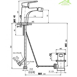 Rav Mitigeur bidet COLORADO en laiton chromé blanc avec siphon