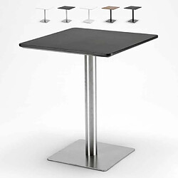 Ahd Amazing Home Design Table 60x60 carrée avec pied central pour bar bistrots Horeca, Couleur: Noir - Silver