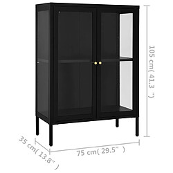 vidaXL Buffet Noir 75x35x105 cm Acier et verre pas cher