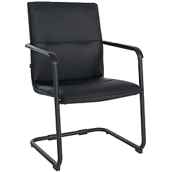 Decoshop26 Chaise de bureau fauteuil visiteur avec accoudoirs en PVC noir et métal noir 10_0001922