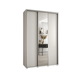 Abiks Meble Armoire à portes coulissantes Davos 3 235.2 x 150 x 60 3 portes coulissante (Blanc/Blanc/Argent) 