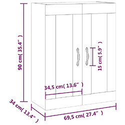 vidaXL Armoire murale chêne fumé 69,5x34x90 cm bois d'ingénierie pas cher