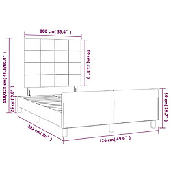 vidaXL Cadre de lit avec tête de lit Rose 120x200 cm Velours pas cher