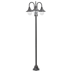 vidaXL Lampadaire de jardin E27 220 cm Aluminium 3 lanternes Bronze 