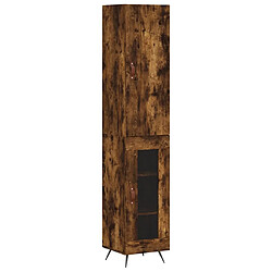 vidaXL Buffet haut Chêne fumé 34,5x34x180 cm Bois d'ingénierie