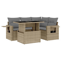 vidaXL Salon de jardin avec coussins 5 pcs beige résine tressée