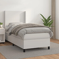 Maison Chic Lit Adulte - Lit simple Lit à sommier tapissier avec matelas moelleux - Meuble de Chambre Blanc 100x200cm Similicuir -MN65510