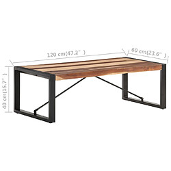 vidaXL Table basse 120x60x40 cm Bois massif pas cher