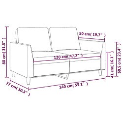 vidaXL Canapé à 2 places Crème 120 cm Similicuir pas cher