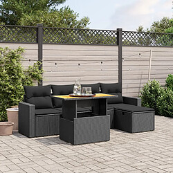 Maison Chic Ensemble Tables et chaises d'extérieur 6pcs avec coussins,Salon de jardin noir résine tressée -GKD886361