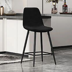 Mes Lot de 4 chaises de bar 42x51,5x98 cm en velours noir - POKSI