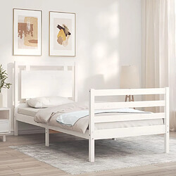 Avis Maison Chic Cadre/structure de lit et tête de lit pour adulte - Lit Moderne Chambre blanc 100x200 cm bois massif -MN48136