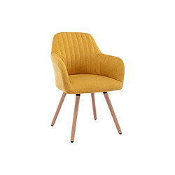 Avis Vente-Unique Chaise avec accoudoirs - Tissu et métal effet bois - Jaune - ELEANA