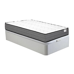 Vente-Unique Ensemble 90 x 190 cm sommier coffre blanc + matelas ressorts ensachés ép.20cm - AMBRACIE de YSMÉE