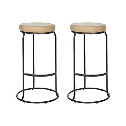 Beliani Tabouret de bar Set de 2 Cuir PU Beige MILROY