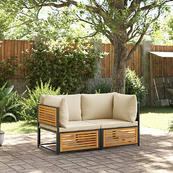 vidaXL Salon de jardin avec coussins 2 pcs bois massif acacia