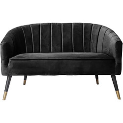 LEITMOTIV Sofa en velours pieds bicolores en bois Royal noir