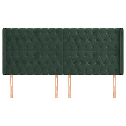 Avis Maison Chic Tête de lit scandinave avec oreilles,meuble de chambre Vert foncé 203x16x118/128 cm Velours -MN16929