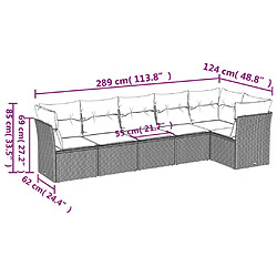 Avis vidaXL Salon de jardin avec coussins 6 pcs marron résine tressée