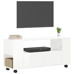 Avis Maison Chic Meuble TV scandinave - Banc TV pour salon blanc brillant 102x34,5x43 cm bois d'ingénierie -MN52622