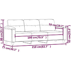 vidaXL Canapé à 3 places Gris clair 180 cm Tissu microfibre pas cher