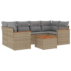 vidaXL Salon de jardin avec coussins 7 pcs beige résine tressée