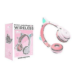 Universal Casque oreille chat casque bluetooth, LED carte sans fil légère casque enfant blanc pas cher