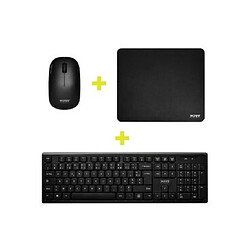 PORT Pack Souris Bureau Sans Fil 4 Boutons avec Clavier et Tapis Noir