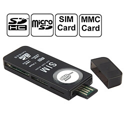 Yonis Lecteur Carte Universel USB Support SD MMC SIM Micro SD Portable Lecteur Carte Universel USB Support SD MMC SIM Micro SD Portable Noir YONIS