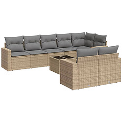 vidaXL Salon de jardin avec coussins 9 pcs beige résine tressée