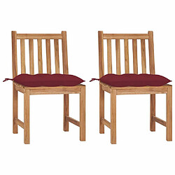 Maison Chic Lot de 2 Chaises de jardin avec coussins | Fauteuil chaises d'extérieur Bois de teck massif -GKD92456