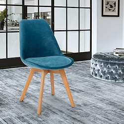 Ahd Amazing Home Design Chaise design scandinave en bois de velours avec coussin pour cuisine bar restaurant Dolphin Lux, Couleur: Bleu