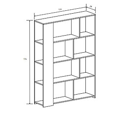 Pegane Etagère coloris blanc - Longueur 129 x profondeur 28 x hauteur 176 cm