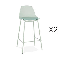 Mes Lot de 2 tabourets de bar H65 cm vert clair - ADRYA 