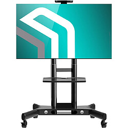 ONKRON Support TV Roulettes pour 40" - 70" TV, Ecran Mobile sur Pied Poids jusqu’à 45,5 kg - Meuble TV sur Roulettes VESA 100x100 - 600x400/Chariot TV à Roulettes Hauteur Réglable TS1551-B Noir