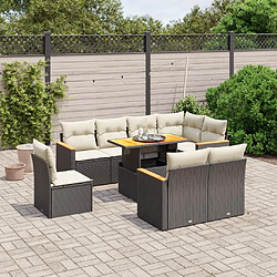 Maison Chic Ensemble Tables et chaises d'extérieur 9 pcs avec coussins,Salon de jardin noir résine tressée -GKD574075