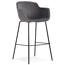 Alterego Tabouret de bar avec accoudoirs 'LARISSA' en velours gris LARISSA