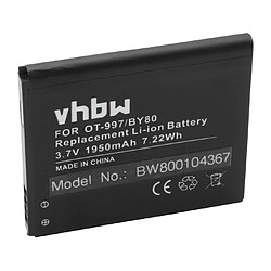 vhbw Batterie remplacement pour Alcatel BY80, CAB32E0000C1, CAB32E0000C2, CAB32E0002C1, TLiB32E pour smartphone (1950mAh, 3,7V, Li-ion)