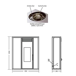 Interstoves Pack Poêle à granules TESSA 10 Etanche sortie sur le dessus + Conduit Vertical 80/125 - Blanc pas cher