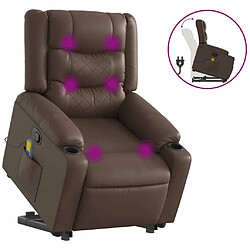 vidaXL Fauteuil inclinable de massage Marron Similicuir