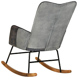 Acheter Maison Chic Chaise à bascule | Fauteuil Relax, design moderne Gris Cuir véritable et toile -GKD14813