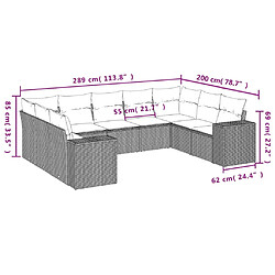 Avis Maison Chic Salon de jardin avec coussins 9 pcs, Ensemble Tables et chaises de jardin, beige résine tressée -GKD836497