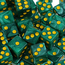 100pcs 6-sided dés spot dice 14mm pour les jeux de société, jeux de fête dés green