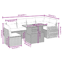 Avis vidaXL Salon de jardin avec coussins 7 pcs beige résine tressée