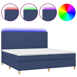 vidaXL Sommier à lattes de lit et matelas et LED Bleu 200x200 cm Tissu