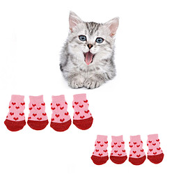 4 pcs chien chaussettes chien plancher poignée chaussettes chaussures bottes antidérapant protecteur chaussettes s rose