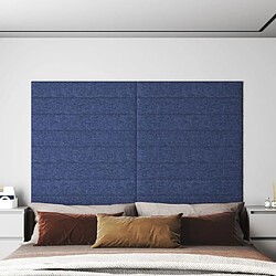 vidaXL Panneaux muraux 12 pcs Bleu 90x15 cm Tissu 1,62 m²